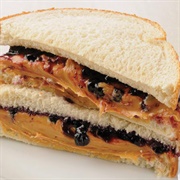 Blueberry Jam and Peanut Butter Sandwich