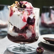 Lemon, Coconut, Kiwi, and Spumoni Sundae With Macarons