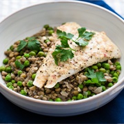 Roasted Lentils and Fish