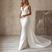 Straight Skirt With Train Gathered in Back