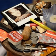 Cluttered Bedside Table