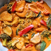 Vegetable Stir Fry Red Curry With Ketchup