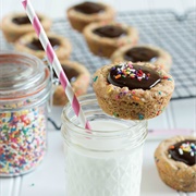Cake Batter Funfetti Cookie Cups With Dark Chocolate Nutella Ganache