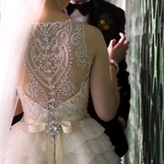 Embellishment and Details on Back of Gown