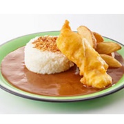 Curry & Rice With Fish & Chips Meal