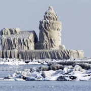 Frozen Cleveland Lighthouse