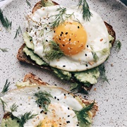Fried Egg, Marble Cheddar, and Dill Open-Faced Sandwich