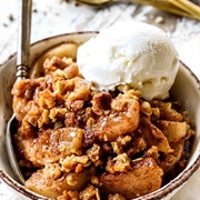 Pear Crisp With Vanilla Ice Cream