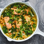 Salmon and Bok Choy Green Coconut Curry