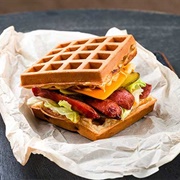 Hot Link Waffle Sandwich