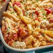 Feta, Tomato Sauce, and Red Onion Pasta
