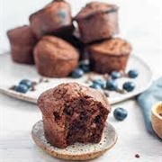 Sugarless Chocolate Blueberry Muffins
