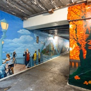 Ben Franklin Bridge Pedestrian Tunnel Mural