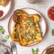 Savoury Masala French Toast With Turmeric, and Chili