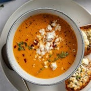Roasted Pepper Soup With Parmesan Toast