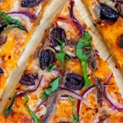 Anchovy, Salmon, and Shrimp Pizza (Neptune's Feast)