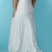 Non-Floral Patterned Lace on Wedding Dress