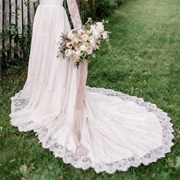 Lace Edging on Wedding Dress Skirt