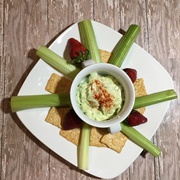 Celery &amp; Strawberries With Green Hummus &amp; Crackers