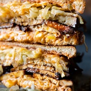 Garlic and Herb Cream Cheese, Sauerkraut, and Fig Balsamic Vinegar Sandwich