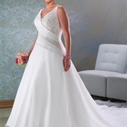 Wedding Dress With Diagonal Shaped Bodice