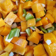 Pumpkin With Green Bell Pepper and Onions