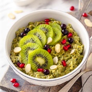 Matcha Oatmeal With Berries