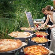 Pizza Table at Wedding Reception