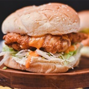 Fried Chicken Sandwich With Herbal Purple Sauce