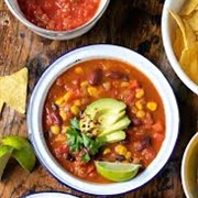 American Red Bean Soup With Guacamole Salsa