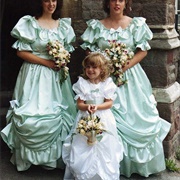 Bows, Swags of Fabric at Bottom of Skirt