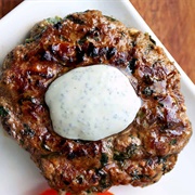 Burger Patty With Goat Cheese Sauce
