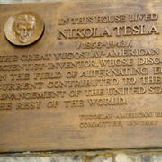 Plaque of Nikola Tesla on Radio Wave Building