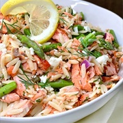 Salmon and Asparagus Orzo Salad