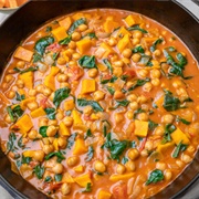 Sweet Potato Stew With Chickpeas, and Hardy Greens