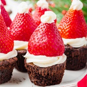 Santa Hat Brownie Bites