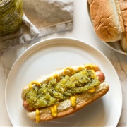 Relish and Pickle Hot Dog (Pickle Pup)