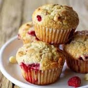 Homemade Raspberry & White Chocolate Muffins
