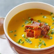 Spicy Roasted Pumpkin Soup With Pumpkin Crisps