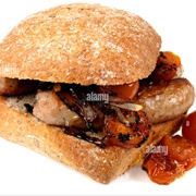 Sausage Sandwich With Onion Chutney