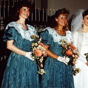 Colored Bridesmaid Dress With White Lace Collar