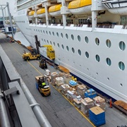 Watching the Ship Reload for Next Cruise