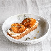 Honey, Ricotta, Roasted Nectarine, and Culatello Toast