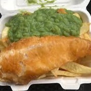 Chip Shop Fish, Chips, Mushy Peas