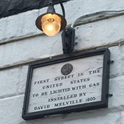 Location of the First Gas Street Lamp