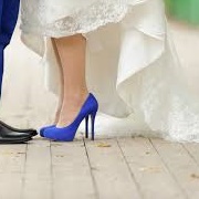"Something Blue" Shoes With Wedding Dress