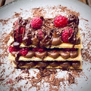 Sour Cream Chocolate and Raspberry Mille Feuille