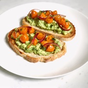 Avocado Toast With Spring Onion, Cherry Tomato