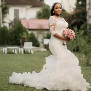 Ruffled Train Wedding Dress