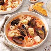 Mediterranean Seafood Soup With Saffron Rouille